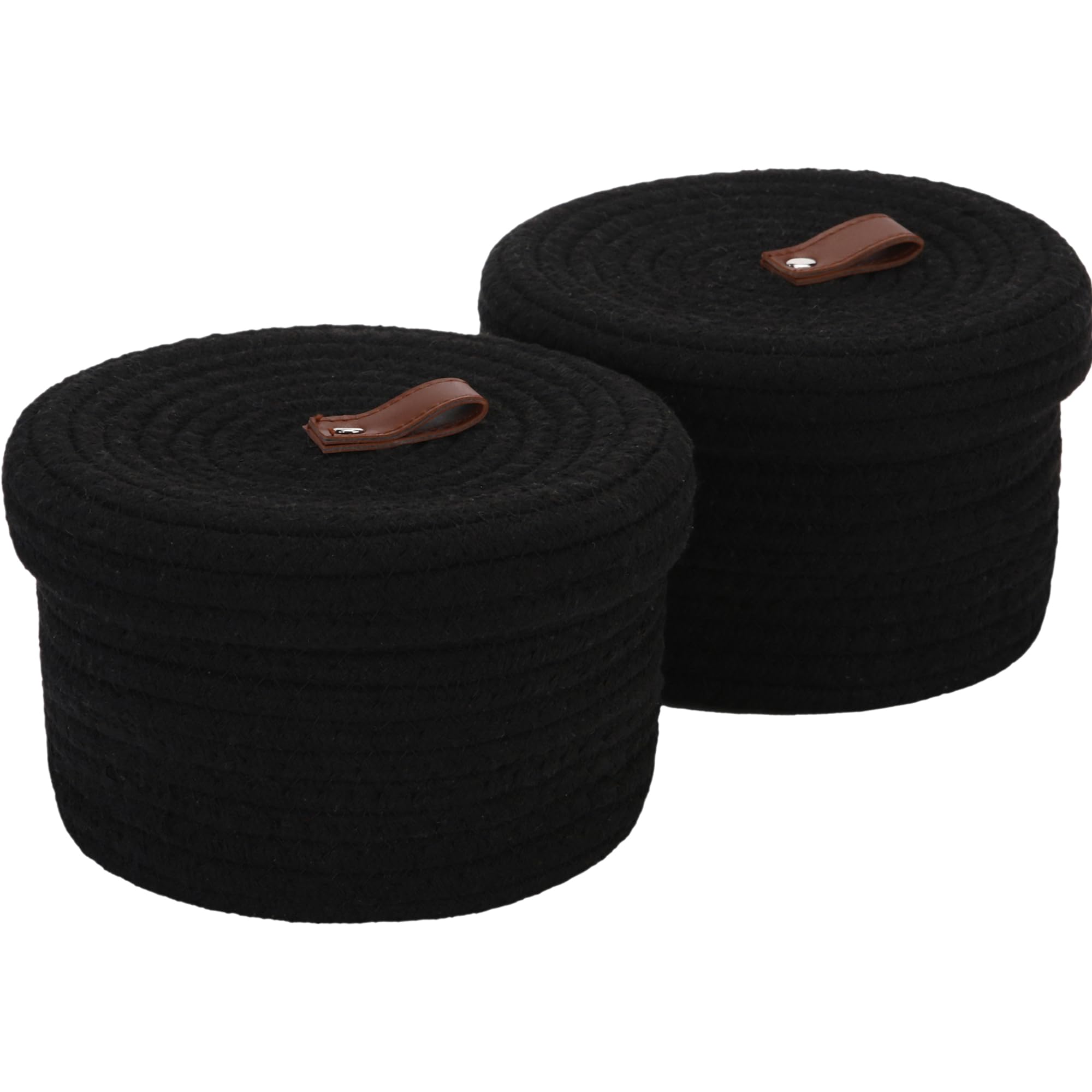Sea Team Black 2pc Round Lidded Cotton Rope Storage Organiser