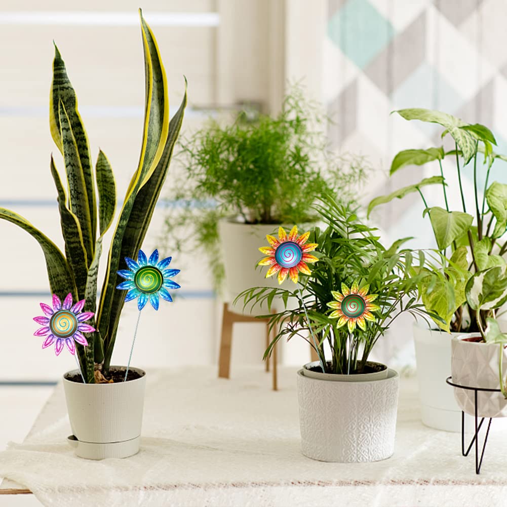 5 Girasoli Artificiali Per Esterni – Decorazione Da Giardino In Tessuto Di Seta, Steli Regolabili, Perfetti Per Cortile E Terrazza