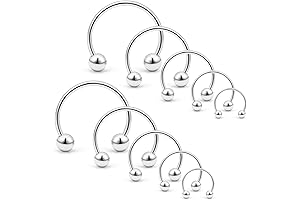 10 PCS 20G Stainless Steel Nose Rings Hoop Horseshoe Septum Rings Eyebrow...