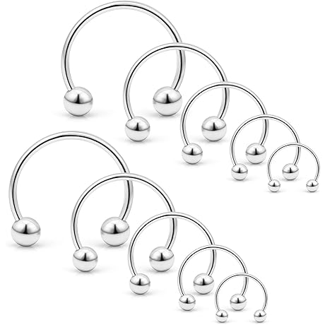 10 PCS 20G Stainless Steel Nose Rings Hoop Horseshoe Septum Rings Eyebrow...