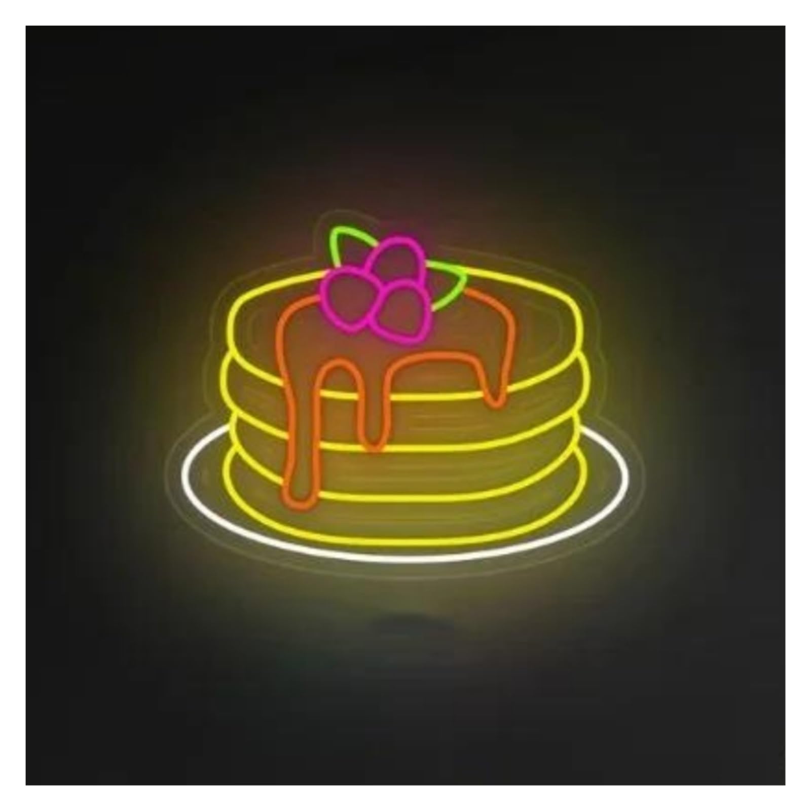 LEMST Sign Lamp Pancakes Neon Signs USB Powered, Dessert Shop Neon Lights Suitable for Sweet Treat Shops Decor Glow Sign 25cmx40cm(A)