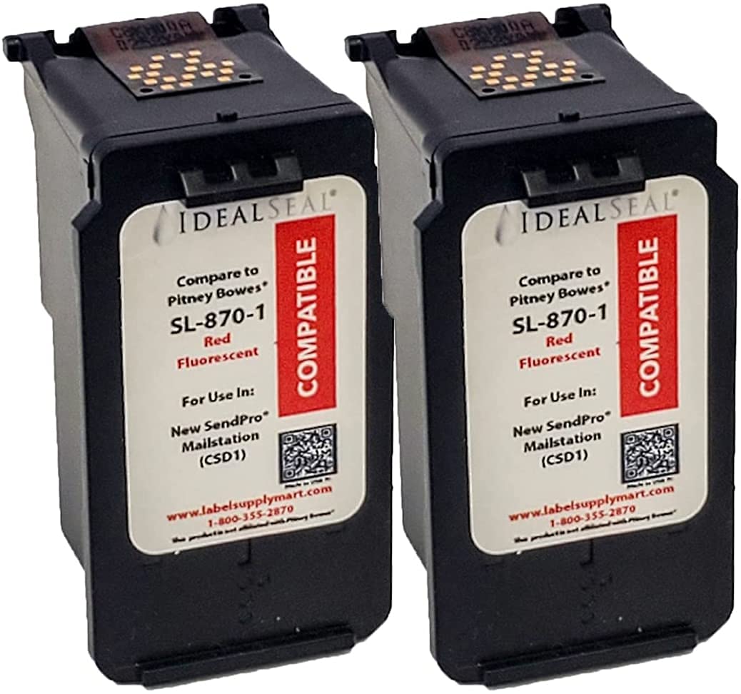 IDEALSEAL Replacement Postage Ink for SL-870-1 Red Ink Cartridge for New SendPro Mailstation (CSD1) (2 Pack)