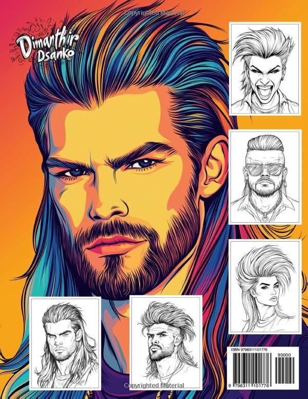 Swagger Mullet Coloring Book: 50 Unique Retro and Modern Hairstyles for the Ultimate Mullet Enthusiast. Perfect funny gift for Kids, Teens, and Adults! image 3