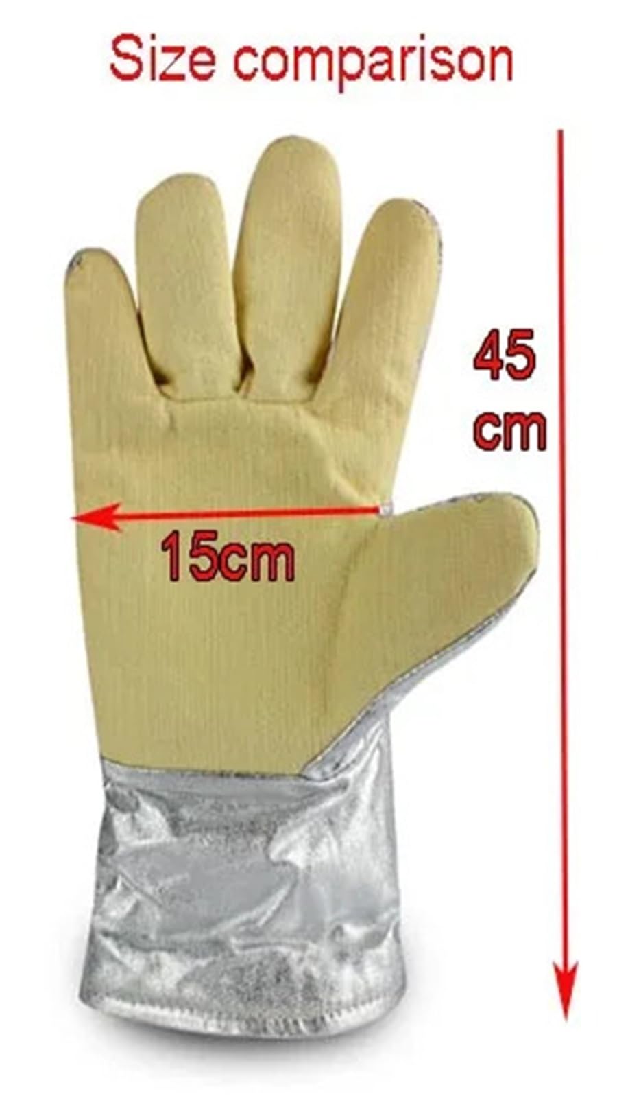 Generico Guanti resistenti alle alte temperature fino a 500 gradi - Guanti protettivi antiscottatura in aramide e alluminio(45cm)