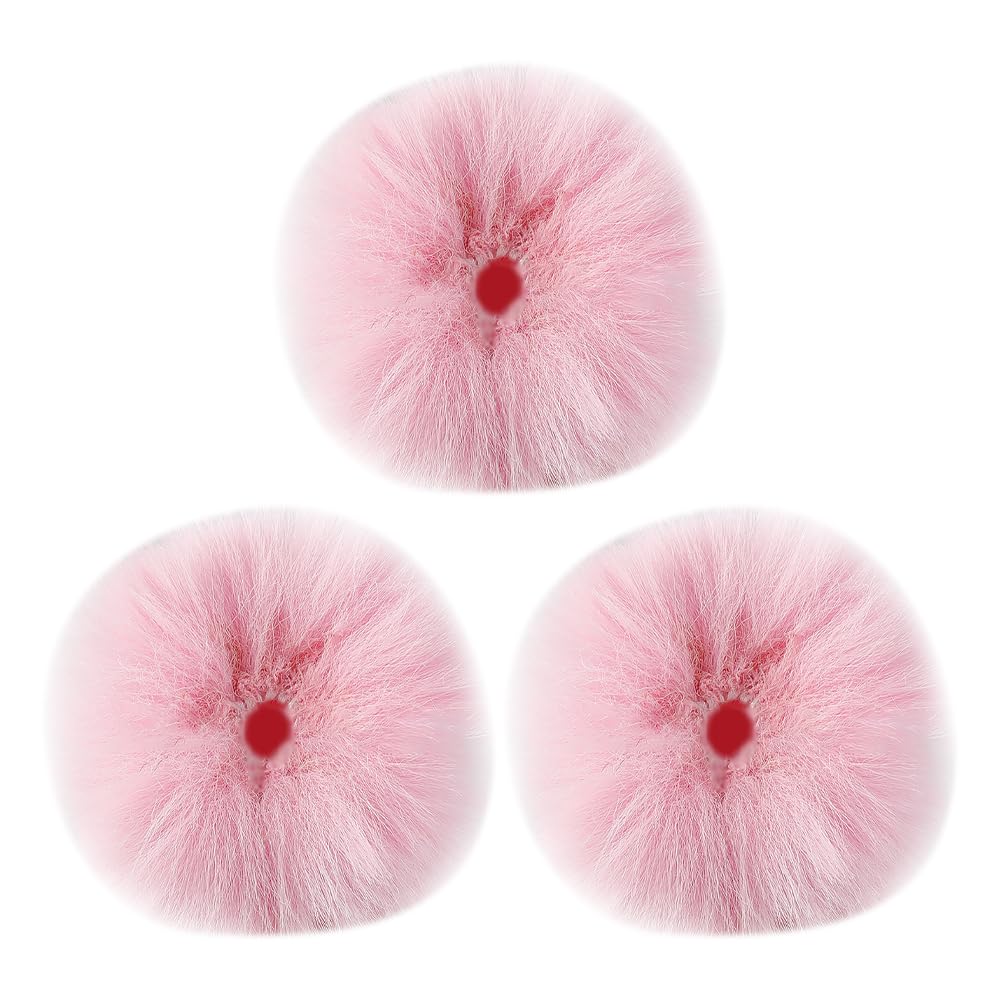 FSSTUD 3 Pcs Furry Lavalier Microphone Wind Muff Mic Protection Cover Windshields Mini Lapel Mic Windscreen Small Fur Mic Wind Screen Microphone Pop Filter Cover Pink