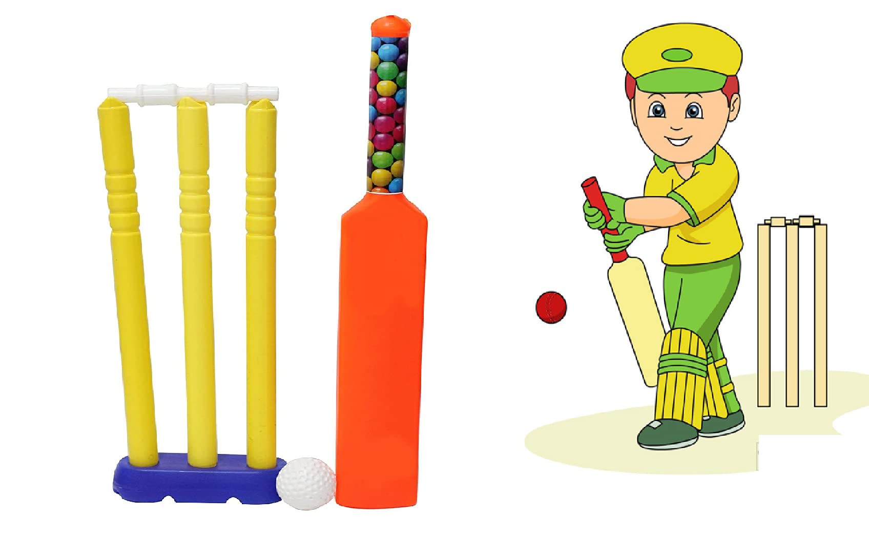 Pelo Bat Ball Cricket Set for Kids Boys and Girls ,Birthday Return Gift Item (Multi Color 7)