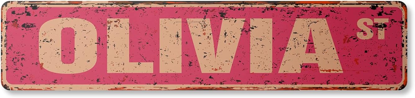 Olivia Vintage Plastic Street Sign Childrens Name Room Sign | Indoor/Outdoor | 30" Wide