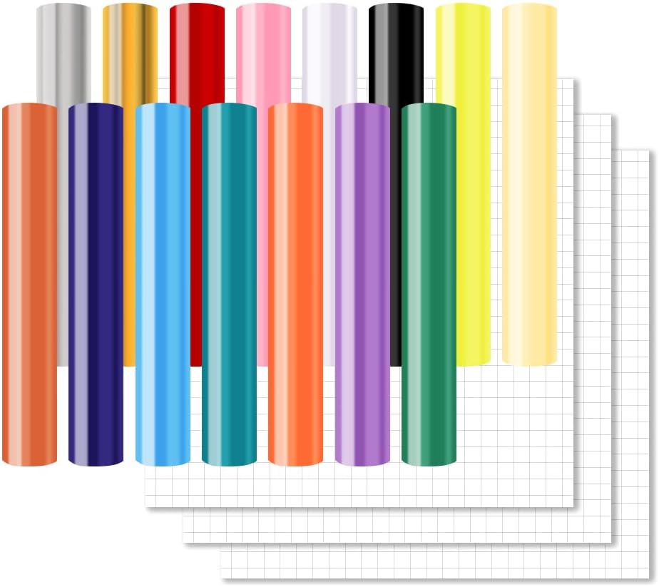15pcs Smart Adhesive Vinyl Permanent for Cricut Explore 3/Maker 3, Smart Vinyl Plotter Film Self-Adhesive Vinyls Film with 3 Transfer Films 13x13 Inch Plotter Films for Creative Crafts and Decoration