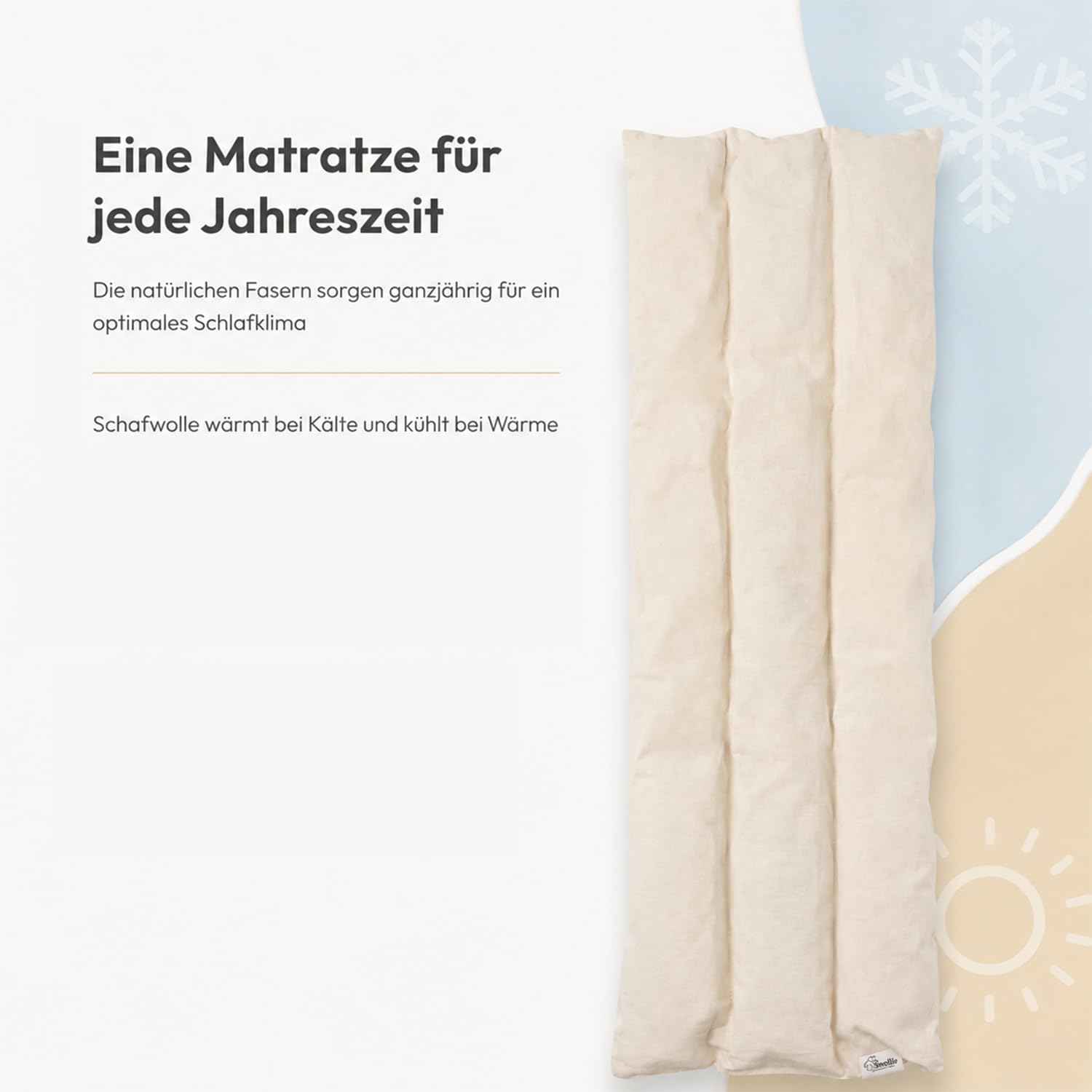 Premium Baby Federwiege mit Motor und Tipi - Federwiegen-Komplettset - Bio-Baumwolle und Matratze aus Schafwolle - ab Geburt bis 15 Kg - Babywiege
