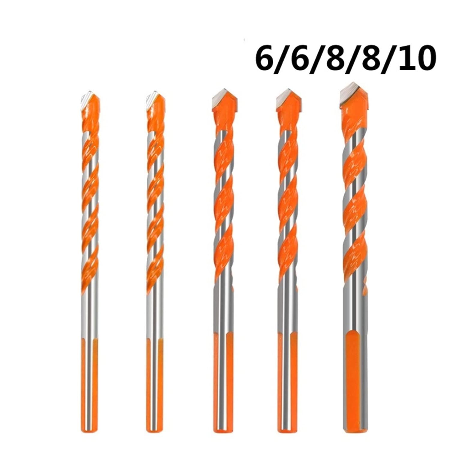 5PCS Drill Bits Set Multifunctional Concrete Tile Glass Ceramic Brick Wood 6/8/10/12mm Carbide Tipped Bit (Color : 6-10mm(5PCS))