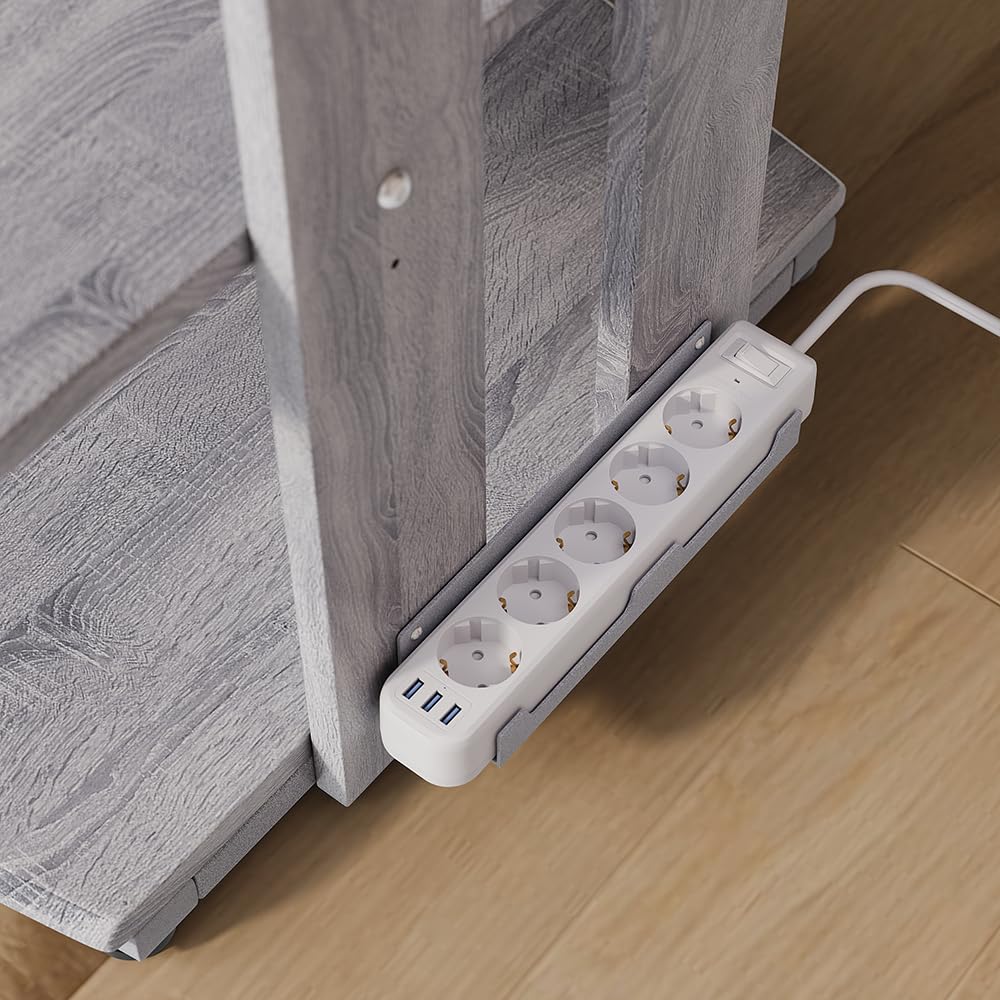 Vicco Ripiano portaoggetti Tonar, Grigio, 61 x 78 cm 4 ripiani aperti, adatto per la conservazione di dispositivi Hi-Fi e apparecchi multimediali