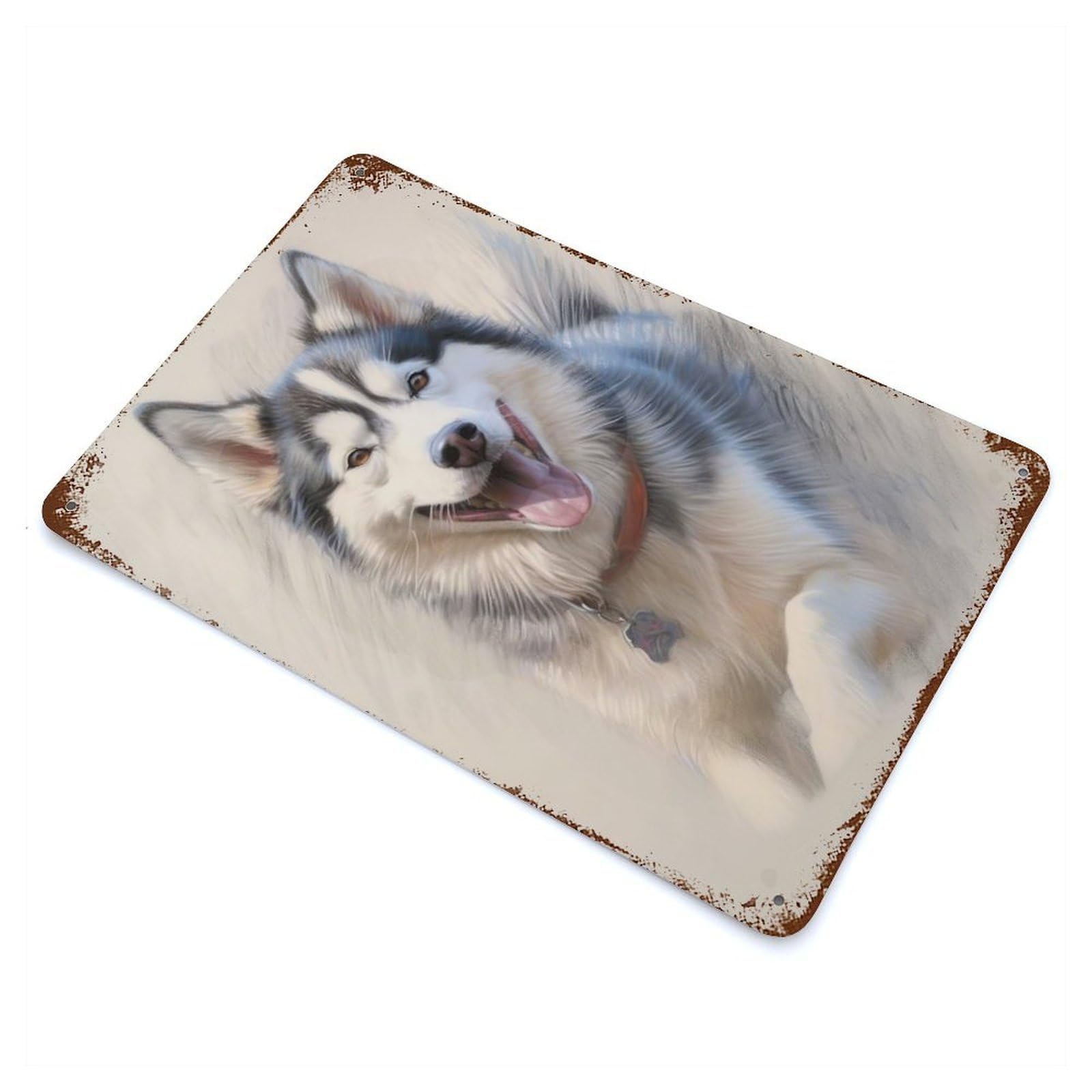 Siberian Husky Sketch Retro Metal Sign 11.8"x7.9", Classic Wall Plaque for Garage, Pub Or Kitchen