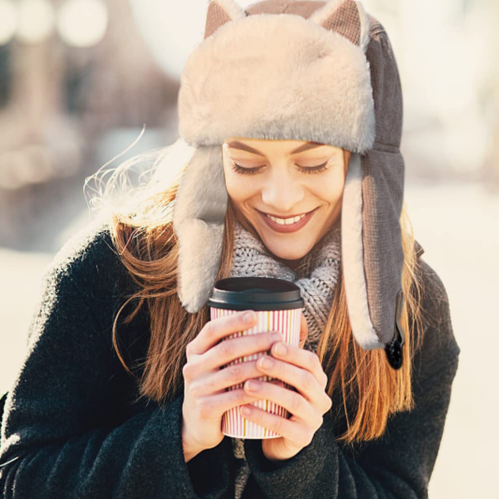 Bonnet Hiver En Fausse Fourrure Avec Oreilles - Couvre-oreilles épais, Chaud Et Stylé Pour Femmes Et Ados - 14