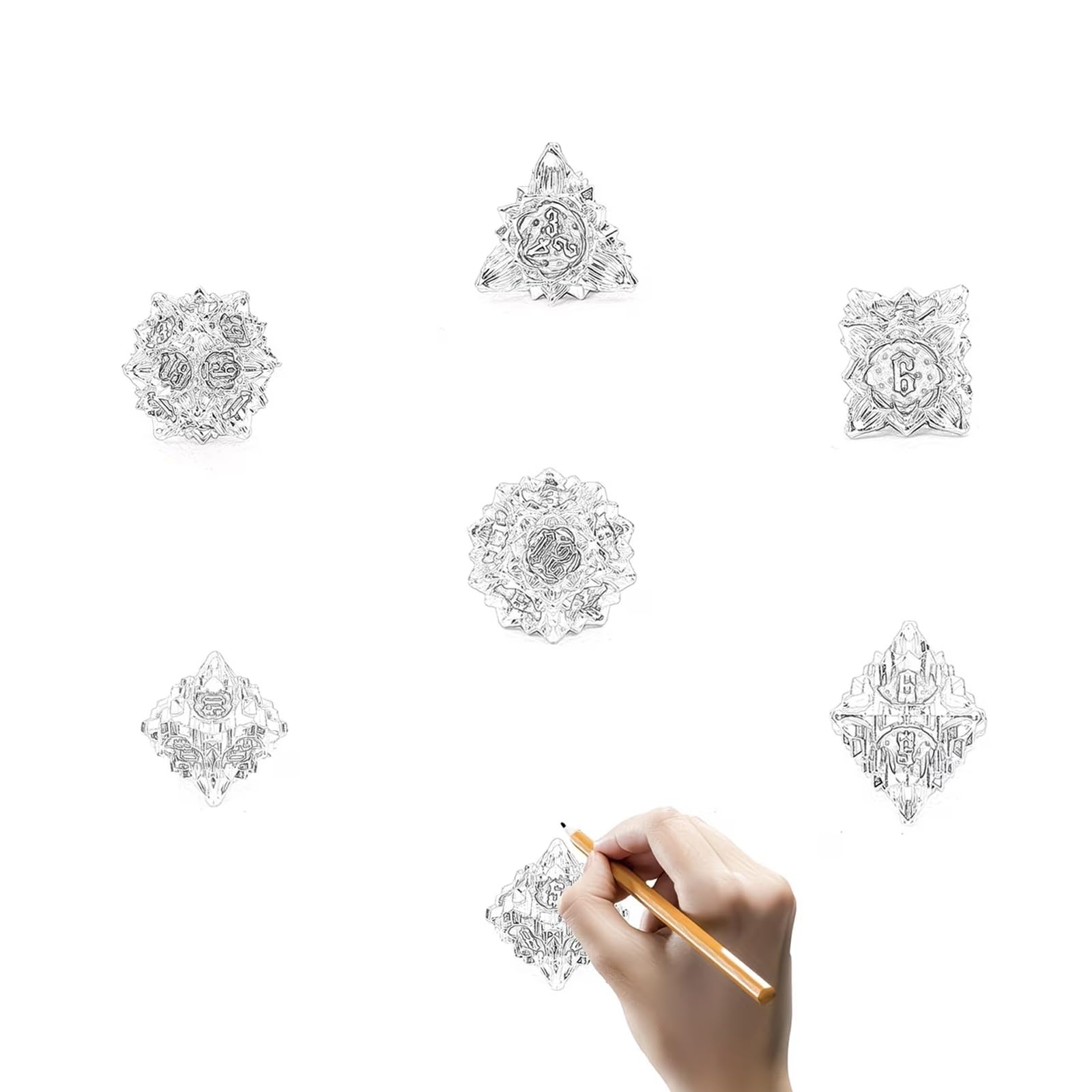Ensemble de 7 Dés en Métal Dragon, Dés Polyédriques Creux, Compatibles avec Les Jeux de Rôle Les Jeux de Plateau et Les Jeux de Cartes(Gold)