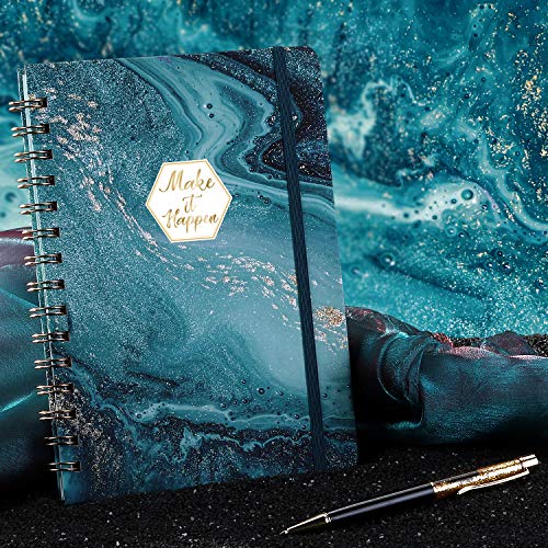 Spiral Journal/Notebook - Lined Journal With Hardcover And Premium Thick Paper, 8.5" X 6.5", College Ruled Spiral Notebook/Journal, Strong Twin-Wire Binding, Back Pocket, Blue Pattern #TOP1