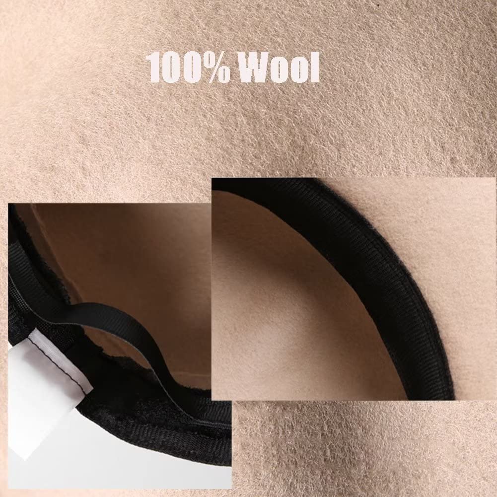 Donne Vintage Cappello di Feltro Fedora Elegante Autunno Inverno Berretto con Visiera, 100% Lana