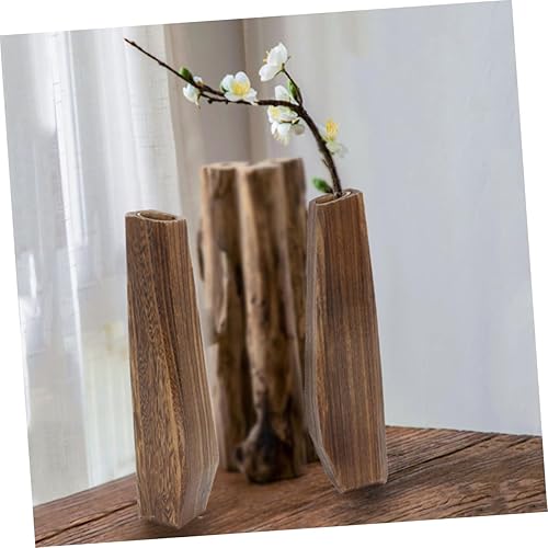 Miniatura 6 de GANAZONO Florero de madera para el hogar, maceta de flores, florero grande de bambú, florero redondo