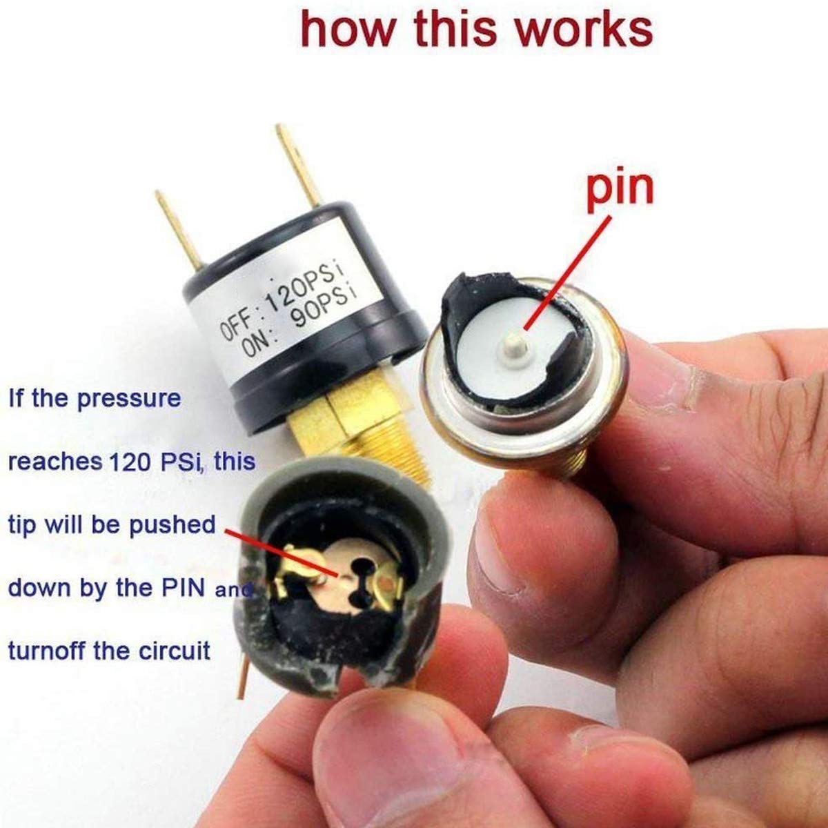 Interruttore Di Pressione Per Compressore 120-150 PSI – Attacco 1/4-18 NPT – Modello Stc-h-80 – 2 Pezzi