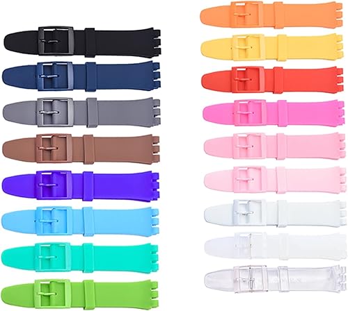 Vista 41 de Lijinlan Correa de silicona de repuesto para Swatch de 0.669 in, 0.748 in, 0.787 in, correa de reloj impermeable para Swatch