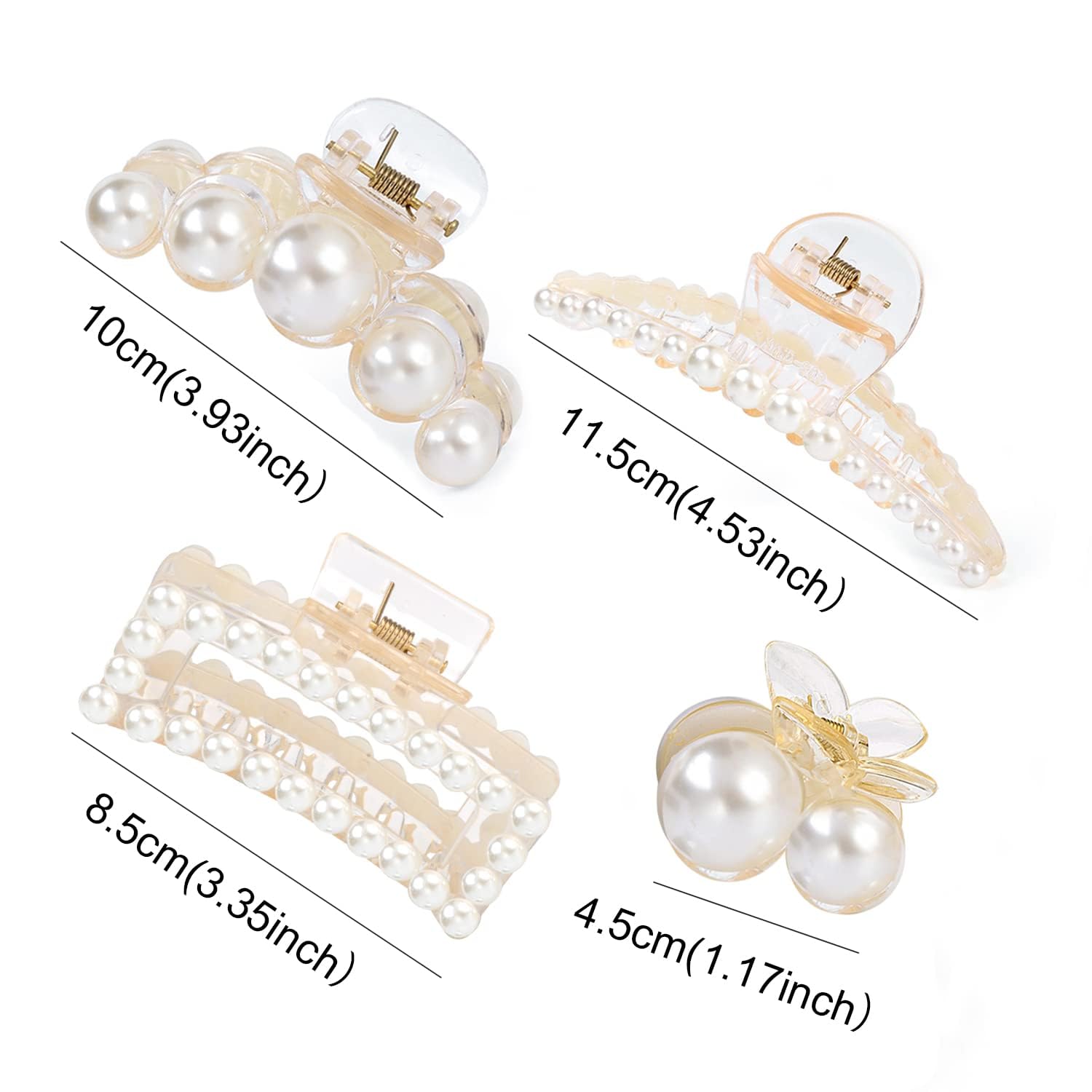 Spunklad 4PCS Pearl Hair Clip, Hair Claw Clips Women, Non-slip Hair Jewellery, Large Claw Clip for Girls Styling Jaw Clips - Image 2