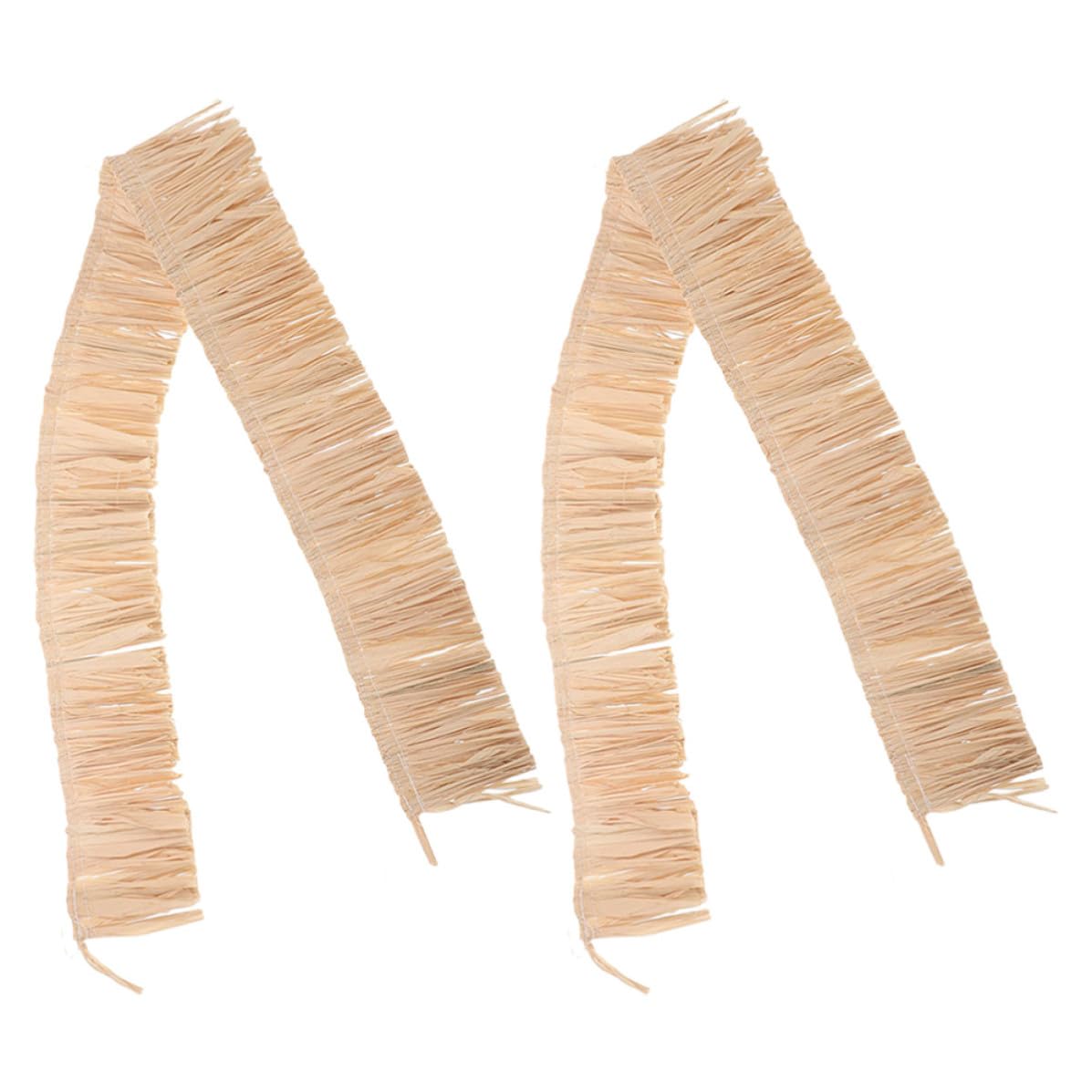 Cinta de rafia con flecos de 2 piezas, decoración natural para eventos de verano