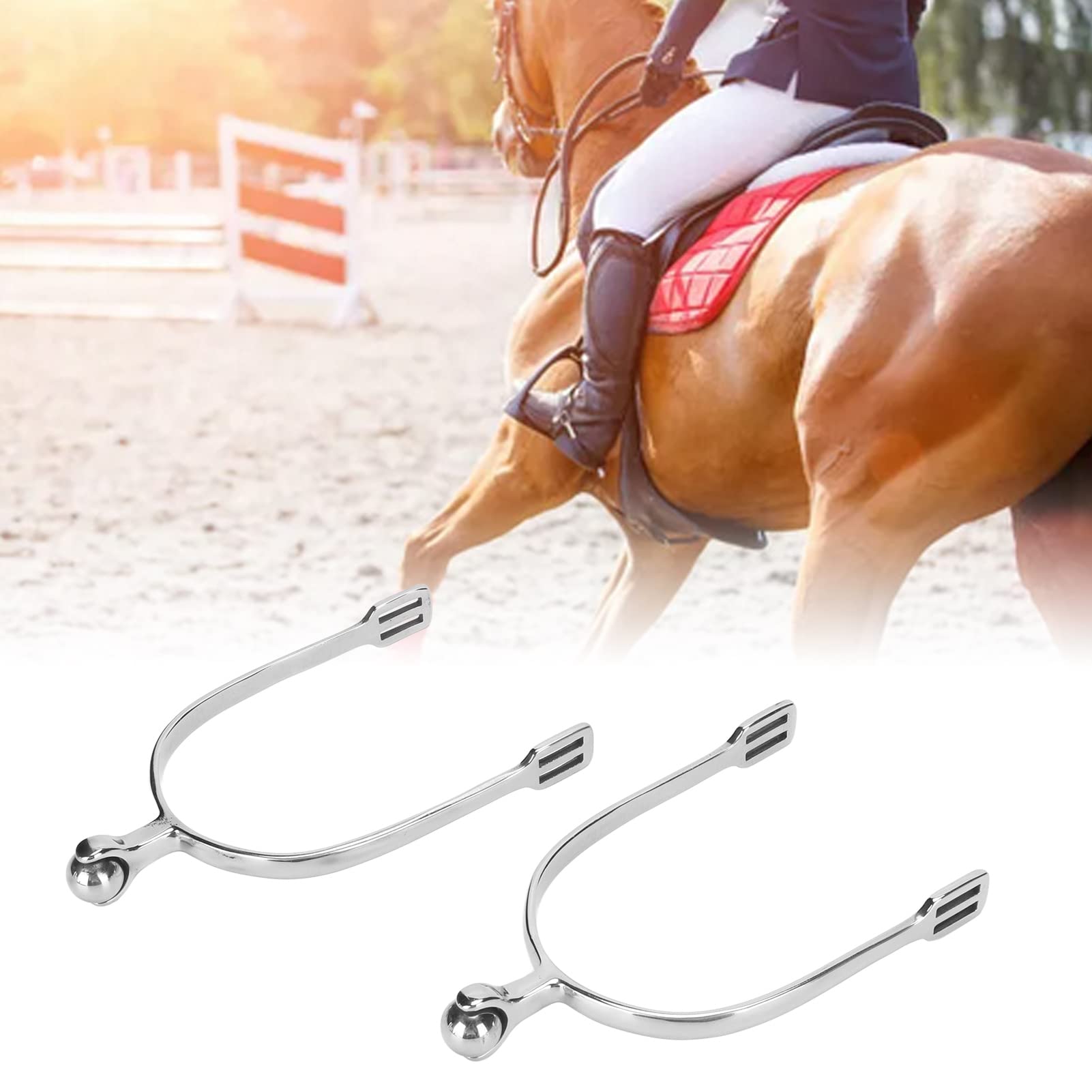 Vvikizy 2pcs Stainless Steel Horse Spurs, English Spurs Horse Riding Spurs Equestrian Equipment Spurs for Training and Competitions Horse Riding Spurs with Roller Ball