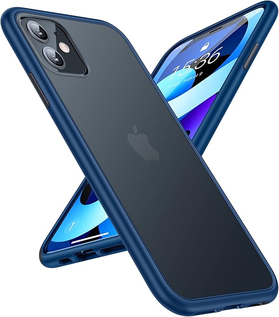TORRAS Military Grade Shockproof iPhone 11 Cases, Strong Protective yet Slim Thin iPhone 11 Phone Case Shockproof Translucent Hard Back with Silicone Bumper iPhone 11 Cover Blue (Guardian Series)