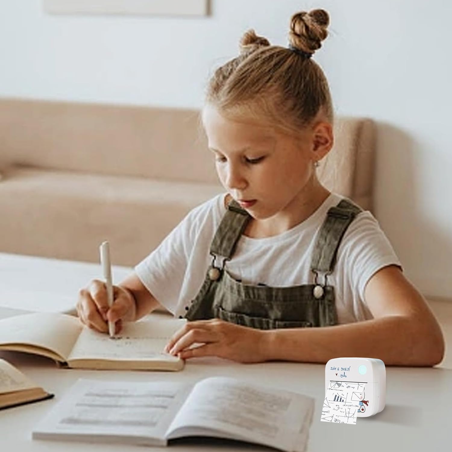 Przenośna mini drukarka, minidrukarka kieszonkowa z 1 rolką papieru, minidrukarki do etykiet, kompaktowe minidrukarki bezatramentowe z silikonową osłoną do drukowania zdjęć, kodów kreskowych, zdjęć/55