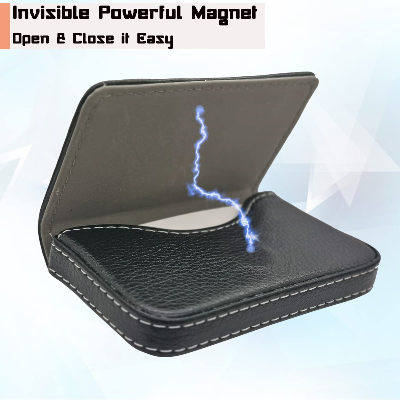 Visitenkartenetui, PU-Leder Premium Visitenkartenhalter, mit Magnetverschluss, zur Schonenden ​Aufbewahrung Ihrer Karte, Visitenkarten Etui für Damen und Herren (Schwarz)