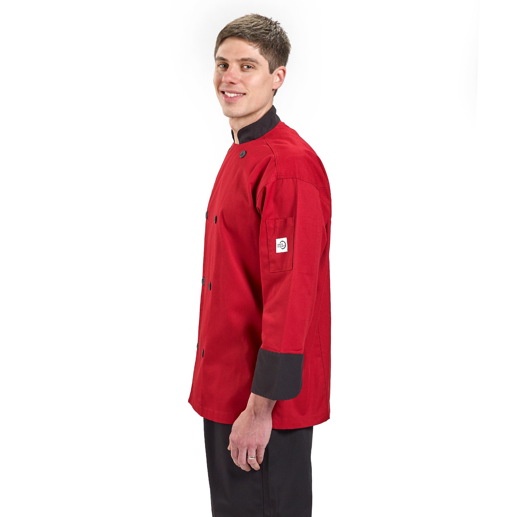 Mercer Culinary Millennia Kochjacke für Herren, 3/4-Ärmel, Größe XL, Rot