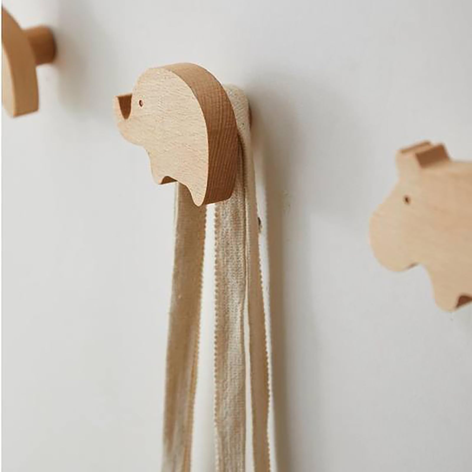 Ylinwtech 4 Pièces Crochets Muraux Enfant, Porte Manteau Mural Bois en Forme d'Animal Pour Armoire, Cuisine, Salle De Bains, Chambre