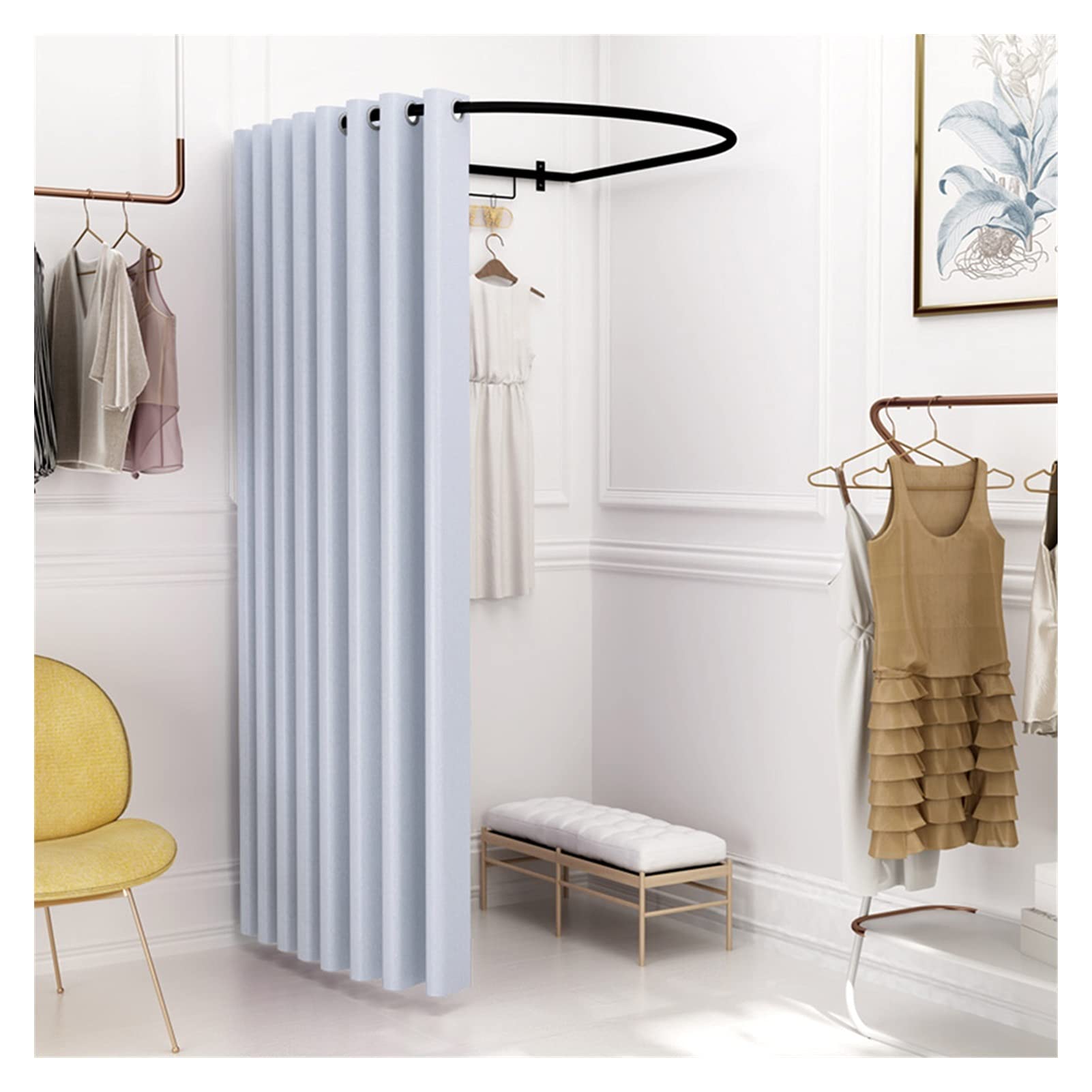 Cabine d'essayage portable grise 100x95cm pour boutique de vêtements