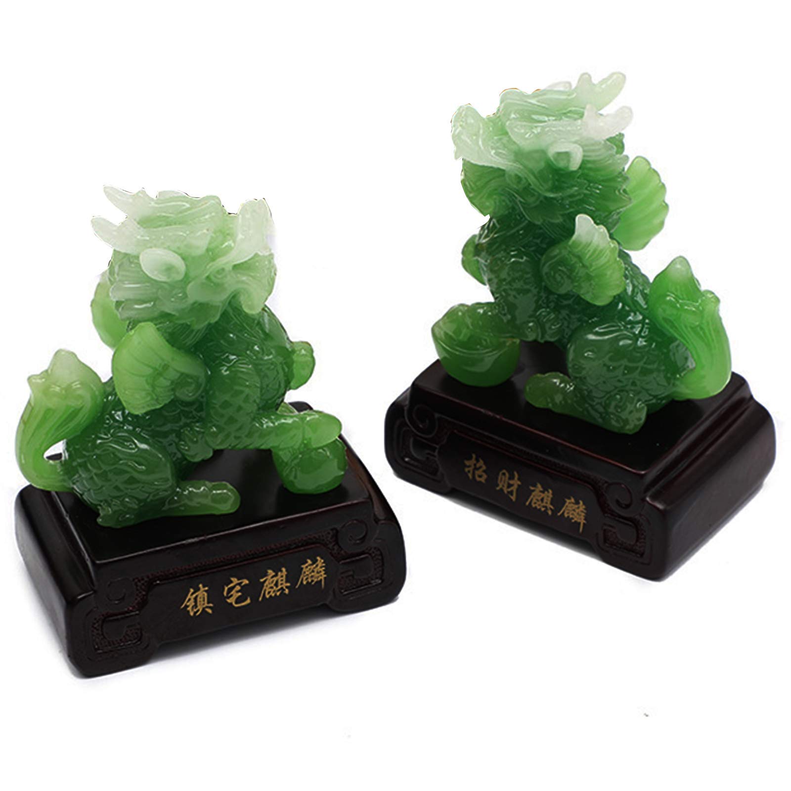 YNIYUJKL Chi Lin Feng Shui Statues, Chi Lin/Kylin Sculptures Home Decoration Wealth Lucky Ornaments Decor Housewarming Congratulatory,Yellow,Gr?n-A