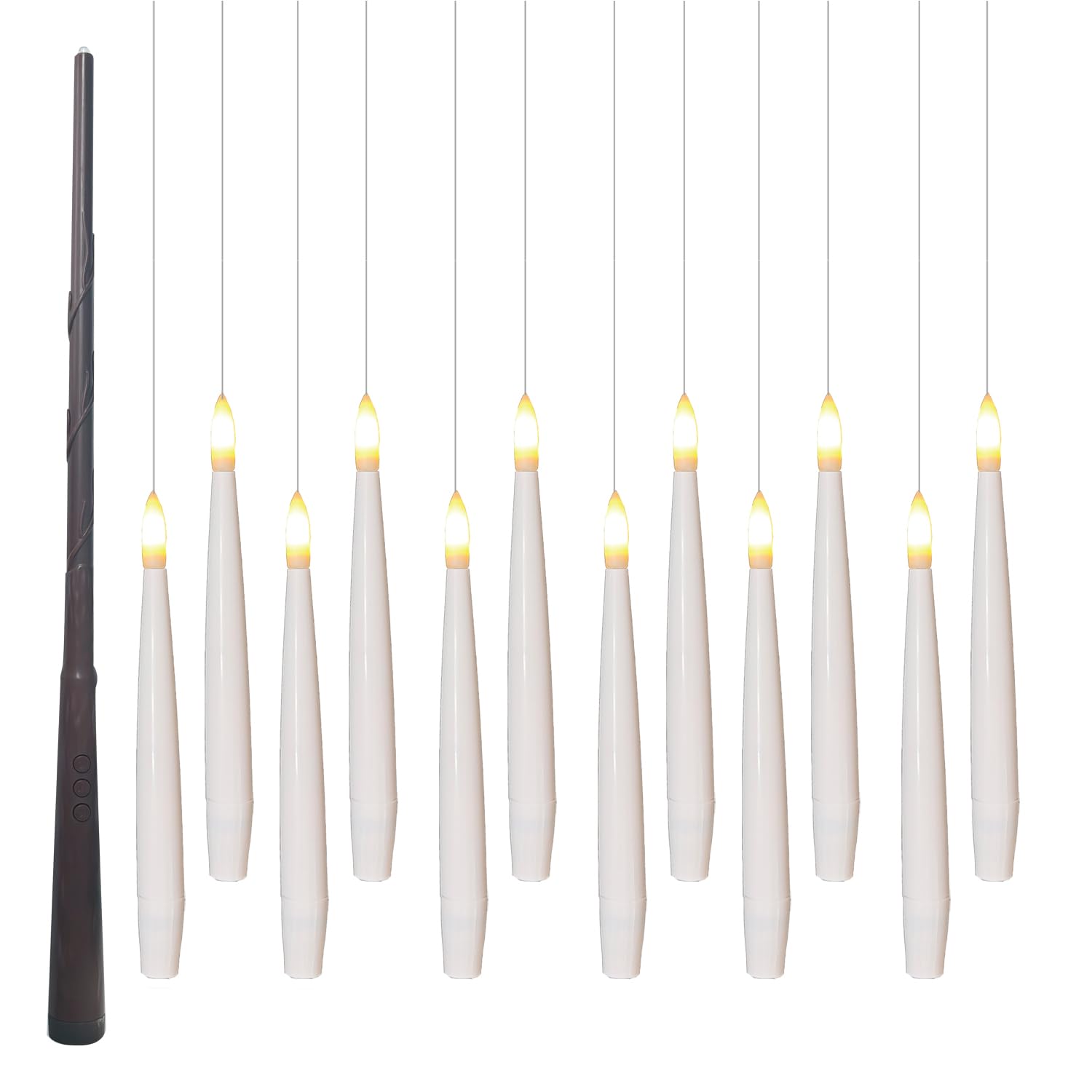 Hanging Floating Battery Flameless LED Halloween Candles Magic Wand 12 Pack