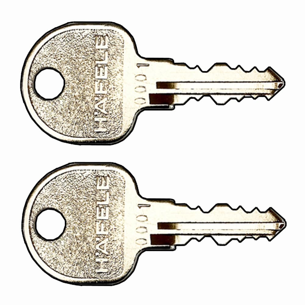 Lockdoctor.biz Silver Pair Of Replacement Hafele Furniture Keys (Range 0001-3936) | Desks, Cupboards, Pedestals, Tambour Units, Lockers, Filing Cabinets & More | Key Number Required | 2 Keys Supplied