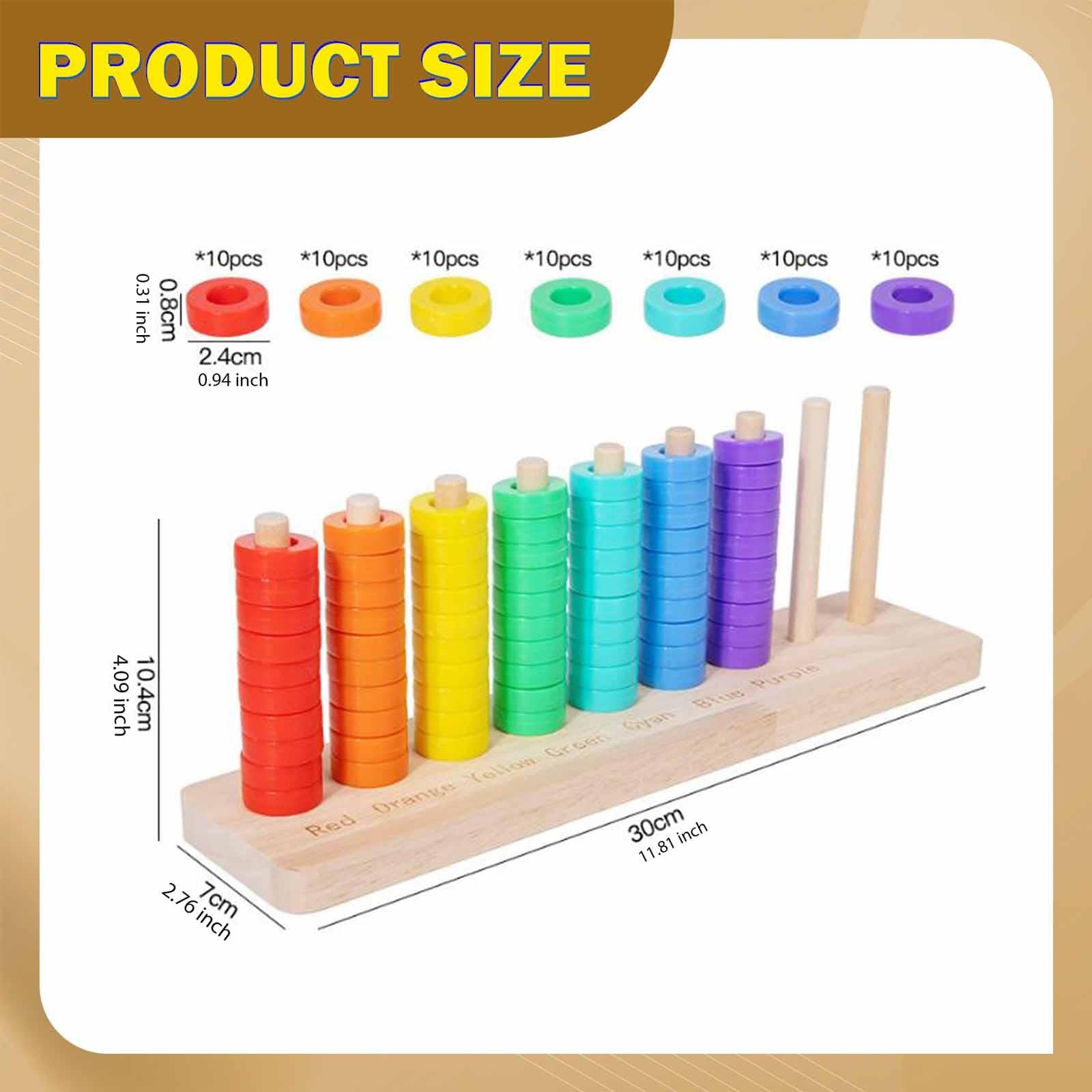 2 Juegos Color Stacking Beads Juguetes Apilables Madera Educativas Desarrollo Motricidad Fina Adecuado para Niños Fiestas Decoración Hogar Apr, Style B