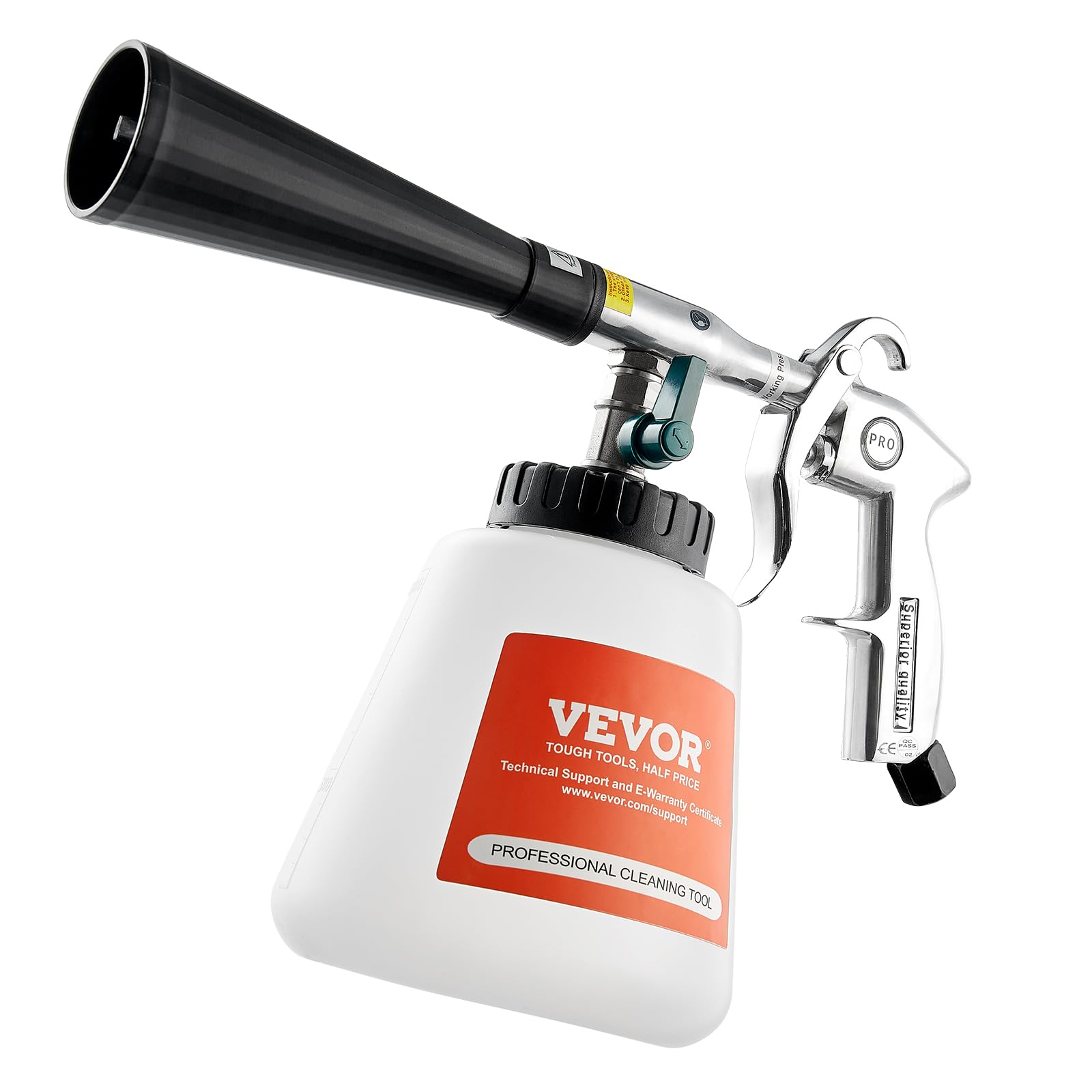 VEVOR Pistola de Limpieza para Automóviles, 80-160 PSI, con 2 Boquillas y Botella de Líquido 1 L, Elimina la Suciedad y el Polvo de la Superficie, para Compresor de Aire NPT, 315 x 225 x 130 mm