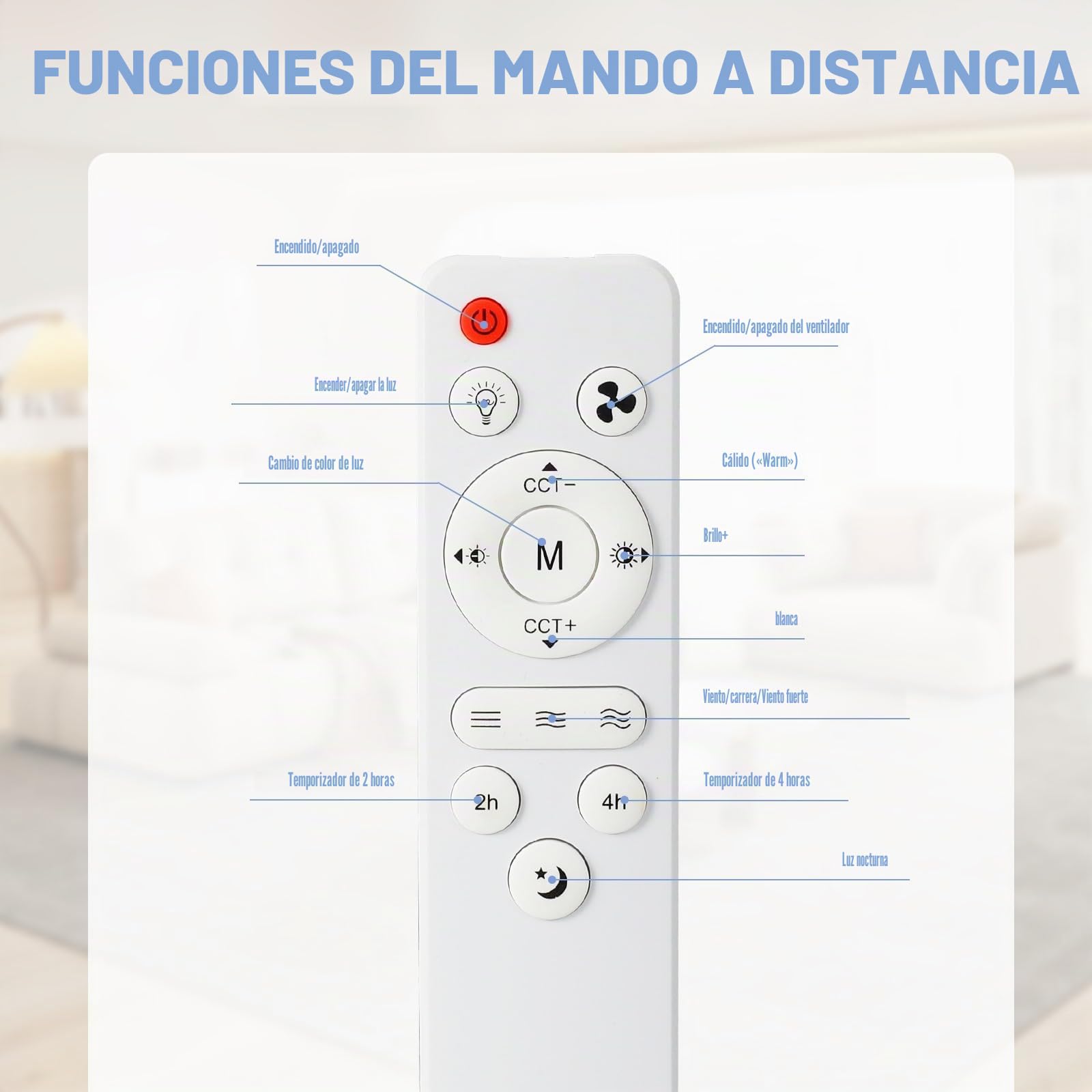 Ventiladores de techo con luces y mando a distancia, 24 W Bombilla Ventilador de techo, 3 velocidades, Lámpara E27 Ventilador de techo silencioso para sala de estar, dormitorio, dormitorio (6