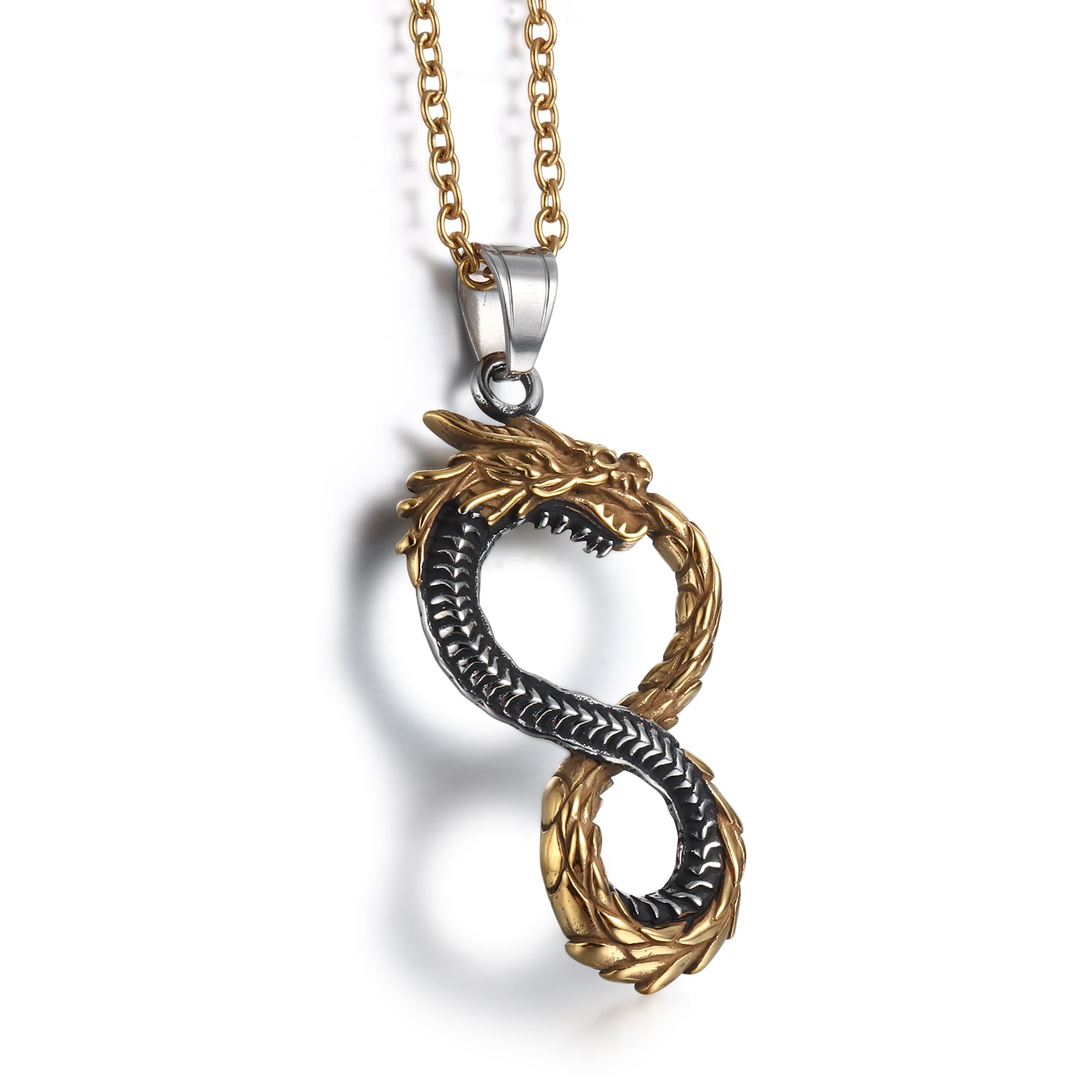 GTHIC Norse Dragon Ouroboros Collane con ciondolo per uomo Donna Gioielli vichinghi con catena