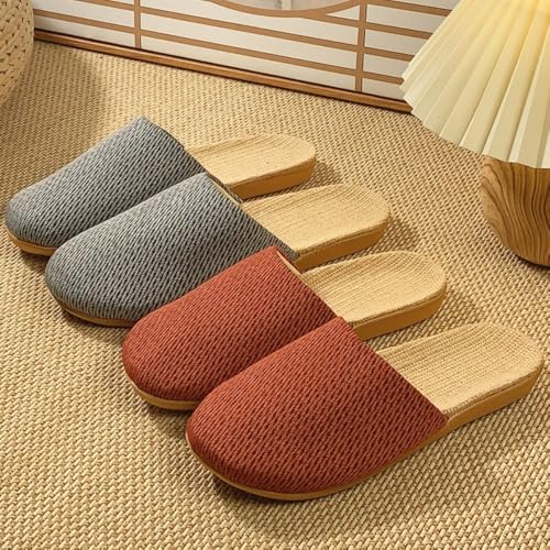 Espadrilles Tatami Japanese House Slippers for Women Platform Home Flats Woven Slip on Slides Closed Toes Breathable Lightweight No Slip Comfort Wear Shoes Indoor Bedroom Matching Slippers for Couples3