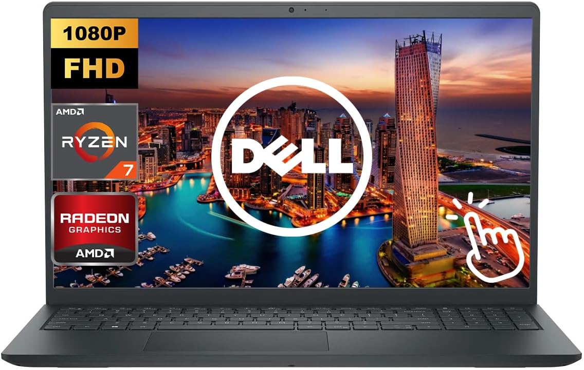 Dell Inspiron, 15.6" FHD Touchscreen Business Laptop Computer, 16GB RAM 1TB Storage (512GB SSD+512GB Dock), 8-Core AMD Ryzen 7 7730U (Up to 4.5 Ghz), Windows 11, Numeric Keypad, HDMI, Black