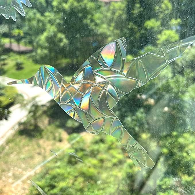 Calcomanías para ventanas pequeñas iridiscentes con diseño de flores y gatos anticolisión, adhesivos estáticos para ventana, no adhesivos,