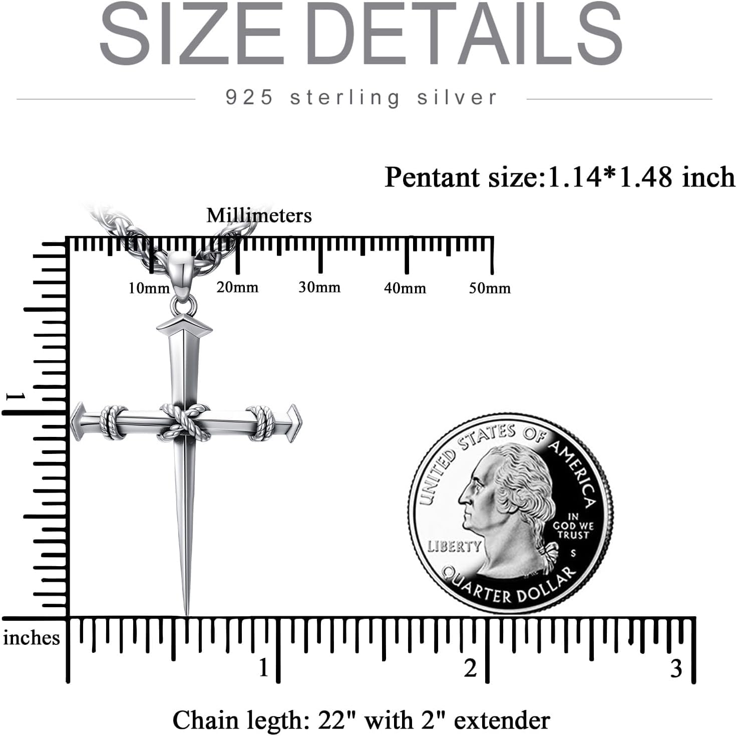 Cross Necklace 925 Sterling Silver Christian Jewelry for Men