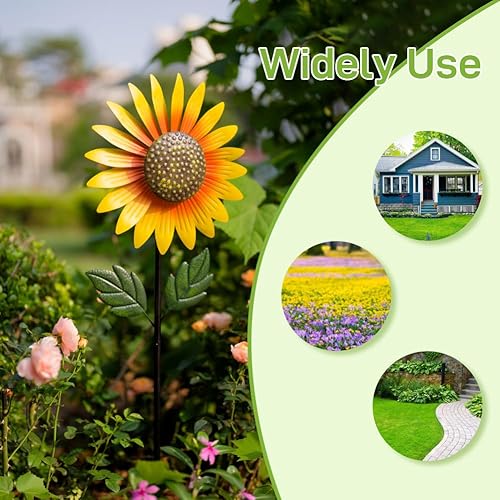 Miniatura 43 de Molinillos de viento para exteriores, molinetes de jardín de flores de metal, esculturas de viento de jardín y molinillos para decoración de patio