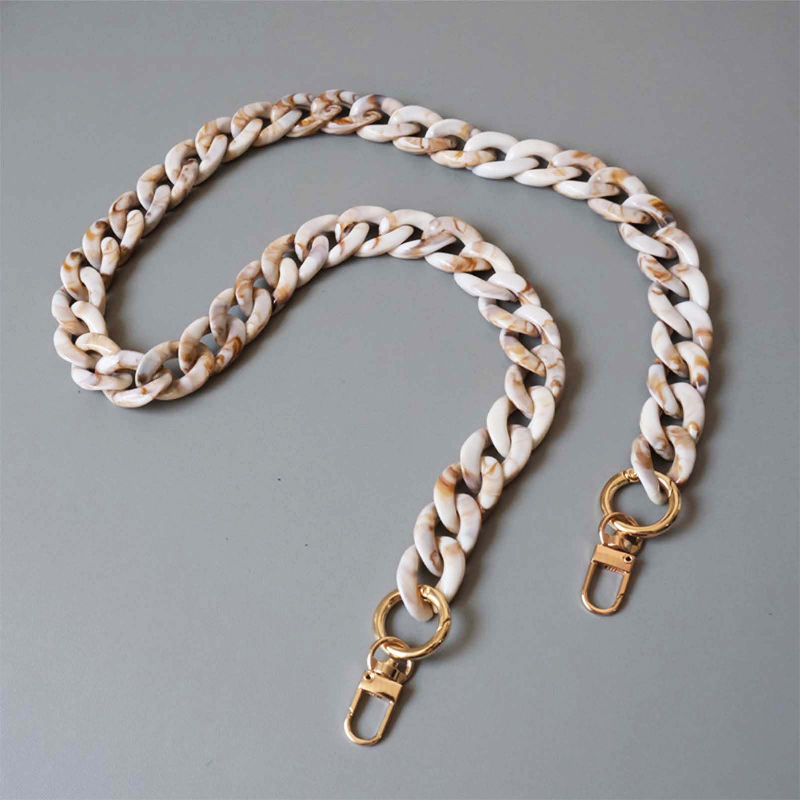 KMERCEWomen's Beige Acrylic Shoulder Bag Chains Large Shoulder Bag Replacement Strap for Bag, Width 2 cm, Length 80 cm