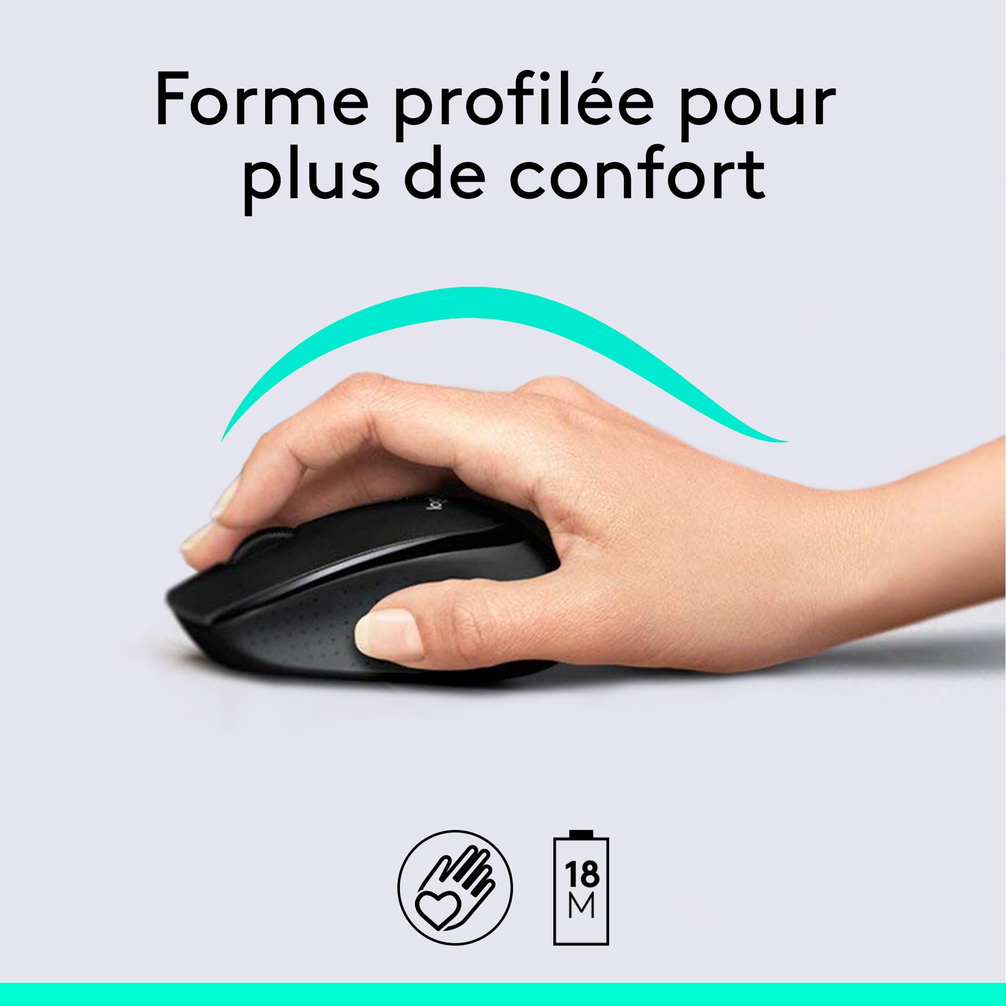 Logitech MK345 Combo Clavier Taille Standard Sans Fil avec Repose Poignet et Souris Droitier Confortable, Récepteur USB Sans Fil 2,4GHz, Compatible avec PC, Ordinateur Portable