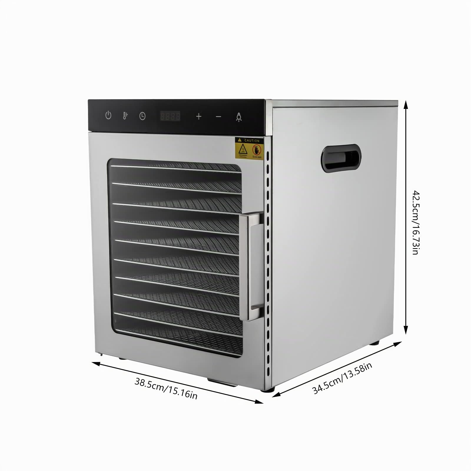 Essiccatore Alimentare in Acciaio Inox a 10 Ripiani 800W con Timer Digitale 24 Ore, Temperatura Regolabile da 30 a 90 °C - Disidratatore Elettrico per Frutta e Alimenti