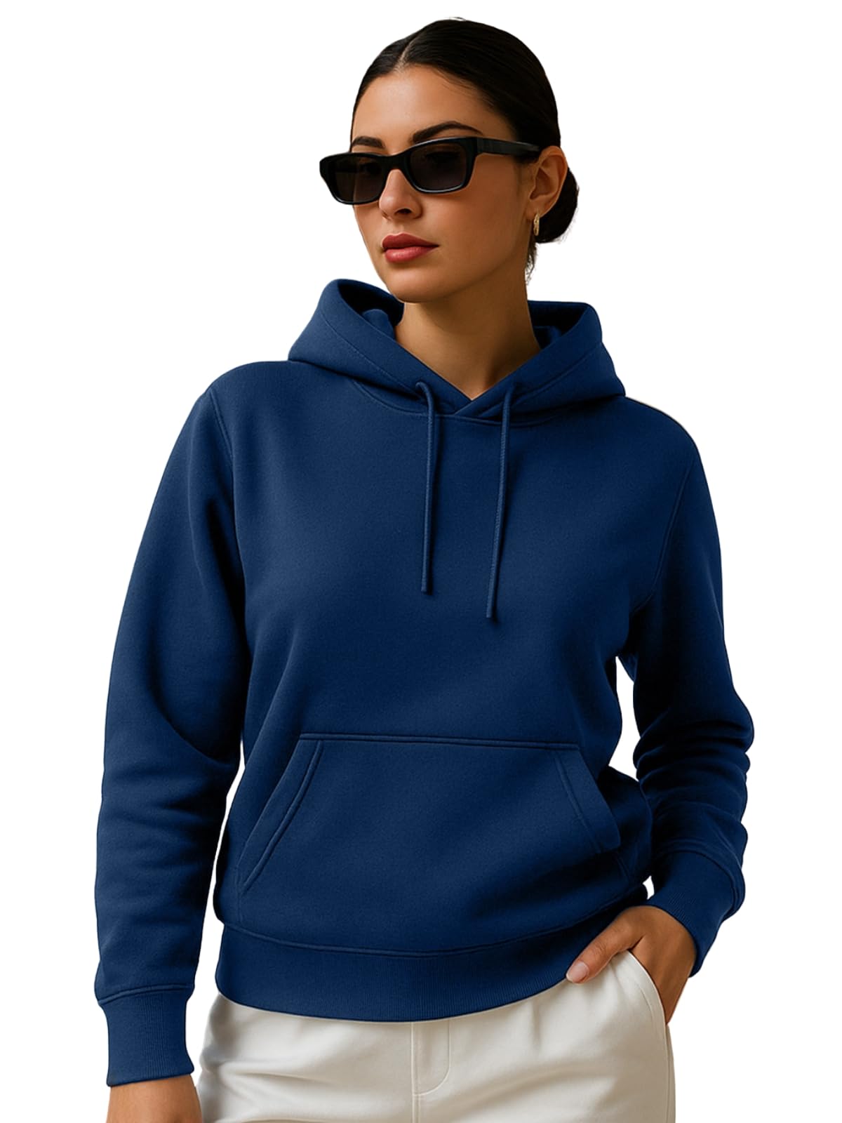 JUNEBERRY Swobodna bluza z kapturem bawełniana bluza z długim rękawem modna bluza z kapturem regularny krój bluza zimowa