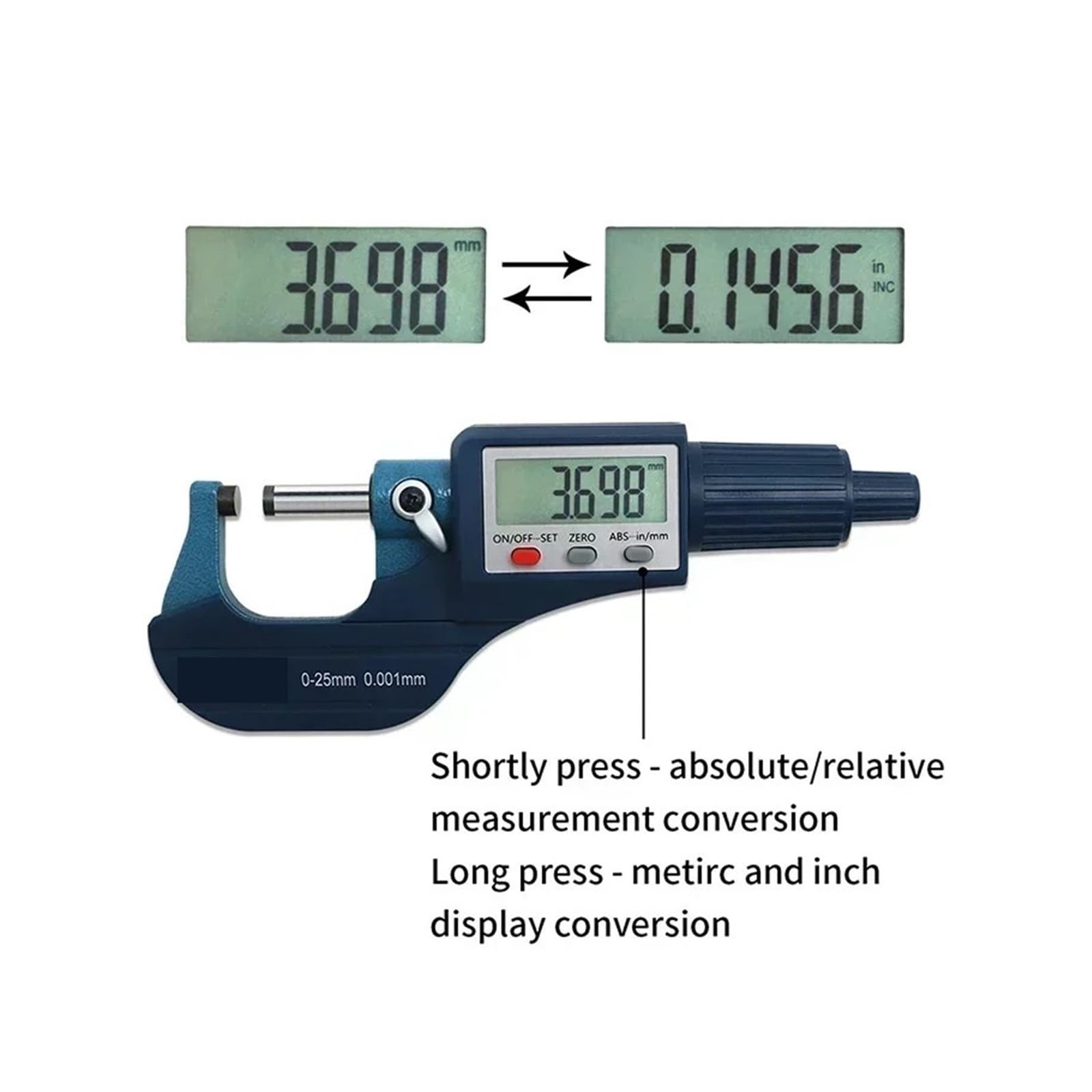mikrometr lcd cyfrowy, 0-25mm Mikrometr cyfrowy zewnętrzny Mikrometr elektroniczny 0,001 mm Suwmiarka narzędzi cyfrowych,narzędzie pomiarowe suwmiarki