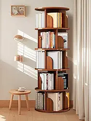 Estante para Livros, Estante Giratória 160 * 46cm, Estantes Livreiro Giratória 360 Graus, Estantés Livro com 12 Destacável Nichós, 5 Andares Estantés Giratória Livros